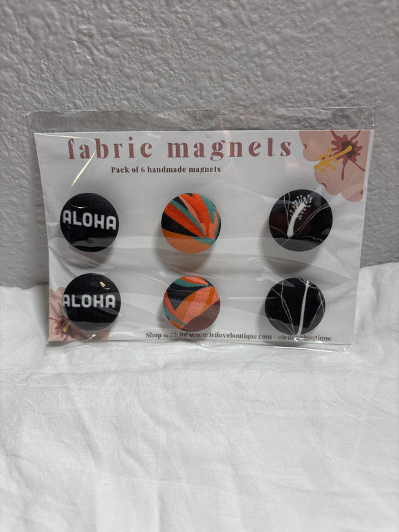 6 PACK FABRIC MAGNETS - ALOHA/BOP/HIBISCUS