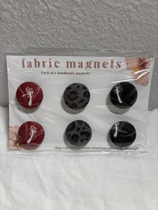 6 PACK FABRIC MAGNETS -  BLACK LEOPARD/HIBISCUS