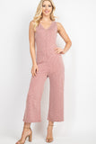 SALE - RUST RIBBED BUTTON UP JUMPSUIT