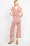 SALE - RUST RIBBED BUTTON UP JUMPSUIT